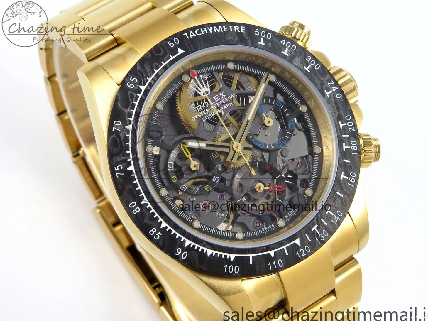 0409 Daytona Artisans Skeleton YG ADGF Best Edition Skeleton Dial on YG Oyster Bracelet SA FlexibleFit 754
